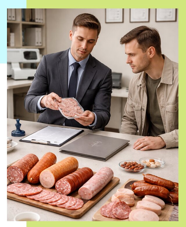 Сертификация колбасных изделий в Канске от 8197 р. | Алешин-Кнс